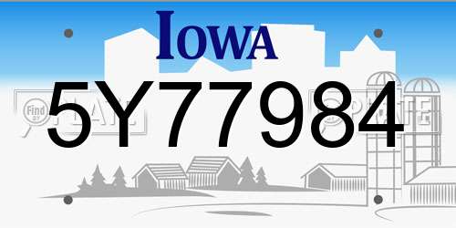 5Y77984 Iowa License Plate
