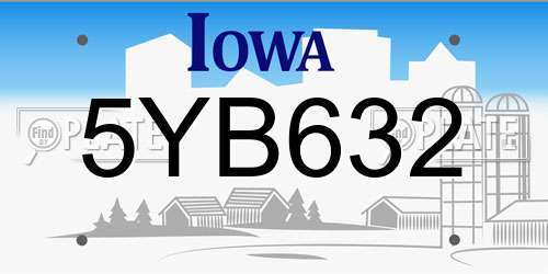 5YB632 Iowa License Plate