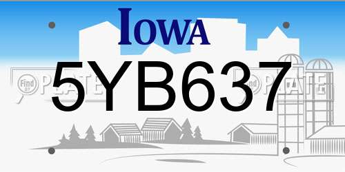 5YB637 Iowa License Plate