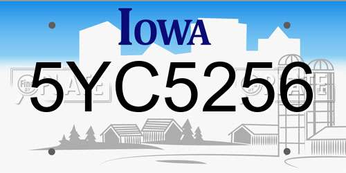 5YC5256 Iowa License Plate
