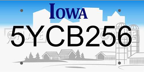 5YCB256 Iowa License Plate