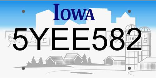 5YEE582 Iowa License Plate
