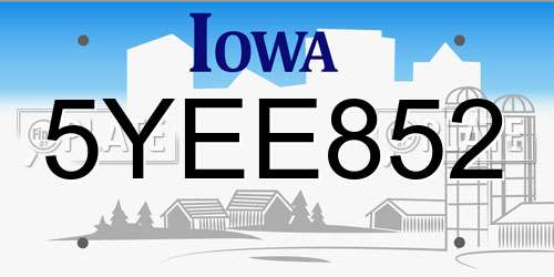 5YEE852 Iowa License Plate
