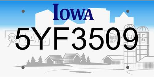 5YF3509 Iowa License Plate