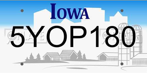5YOP180 Iowa License Plate