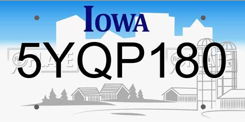 5YQP180 Iowa License Plate