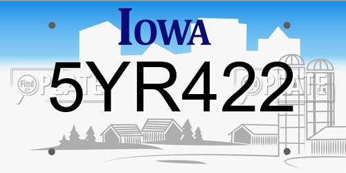 5YR422 Iowa License Plate
