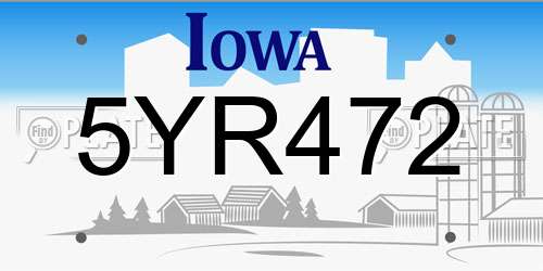 5YR472 Iowa License Plate