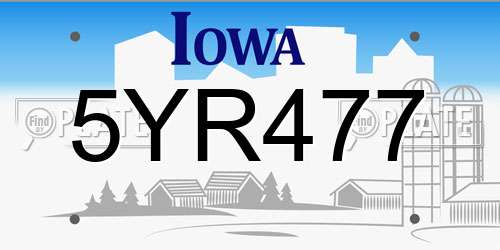 5YR477 Iowa License Plate