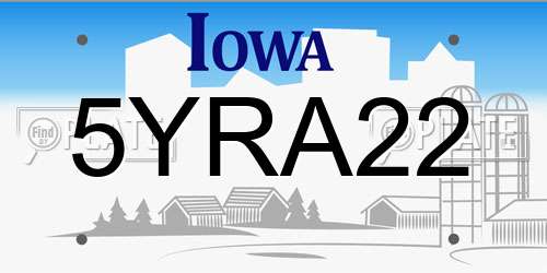 5YRA22 Iowa License Plate