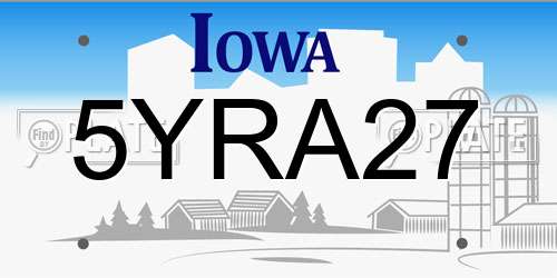 5YRA27 Iowa License Plate