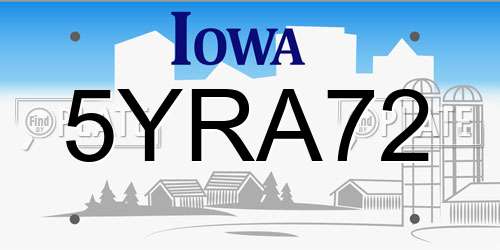 5YRA72 Iowa License Plate