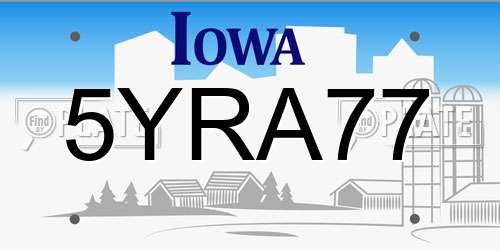 5YRA77 Iowa License Plate