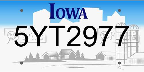 5YT2977 Iowa License Plate