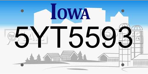 5YT5593 Iowa License Plate