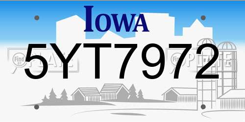 5YT7972 Iowa License Plate