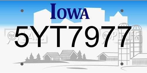5YT7977 Iowa License Plate