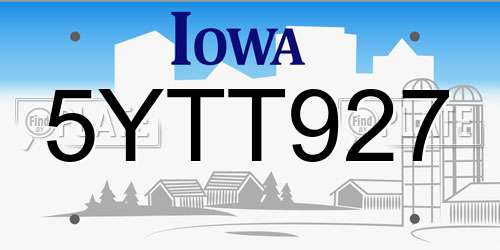5YTT927 Iowa License Plate