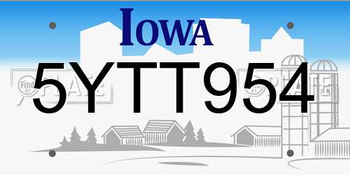 5YTT954 Iowa License Plate