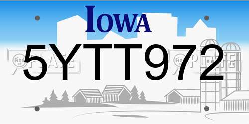 5YTT972 Iowa License Plate