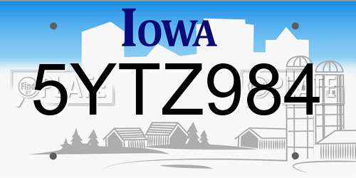 5YTZ984 Iowa License Plate