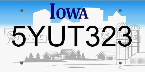 5YUT323 Iowa License Plate