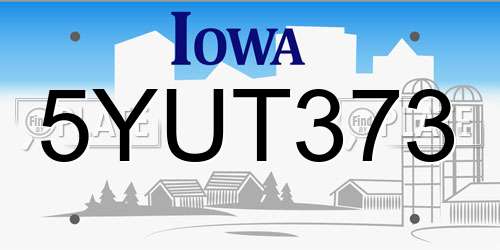 5YUT373 Iowa License Plate