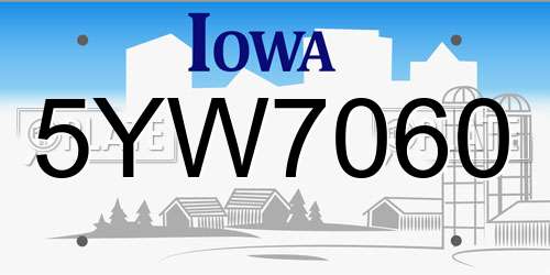 5YW7060 Iowa License Plate