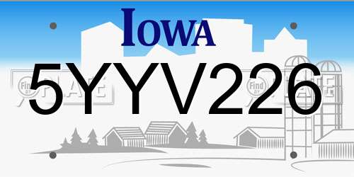 5YYV226 Iowa License Plate