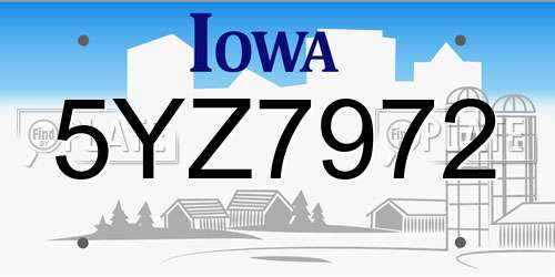 5YZ7972 Iowa License Plate