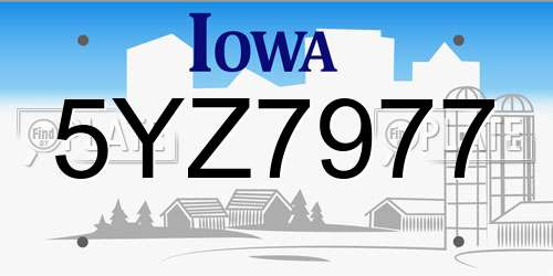 5YZ7977 Iowa License Plate