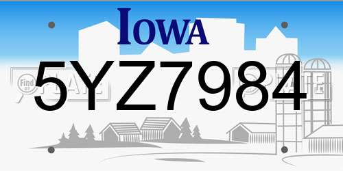 5YZ7984 Iowa License Plate