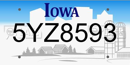 5YZ8593 Iowa License Plate