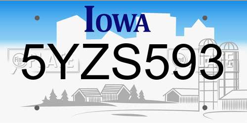 5YZS593 Iowa License Plate