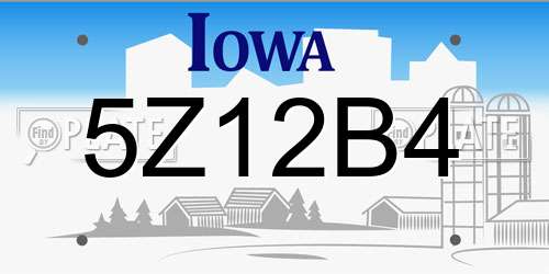 5Z12B4 Iowa License Plate