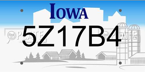 5Z17B4 Iowa License Plate