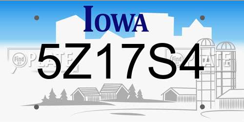 5Z17S4 Iowa License Plate