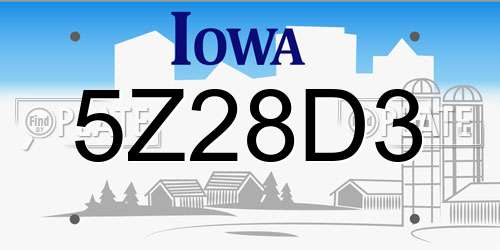 5Z28D3 Iowa License Plate