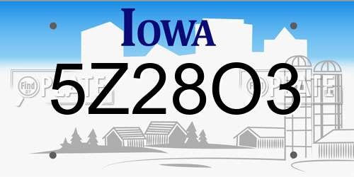 5Z28O3 Iowa License Plate