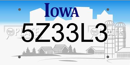 5Z33L3 Iowa License Plate