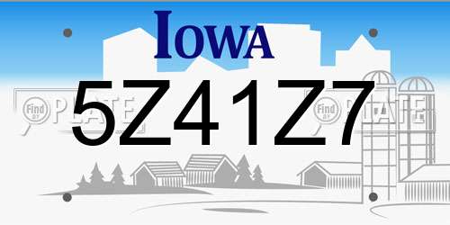 5Z41Z7 Iowa License Plate