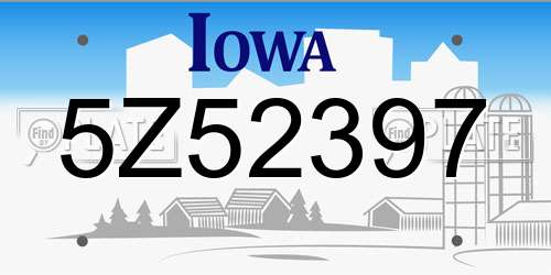 5Z52397 Iowa License Plate