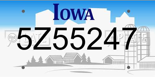 5Z55247 Iowa License Plate