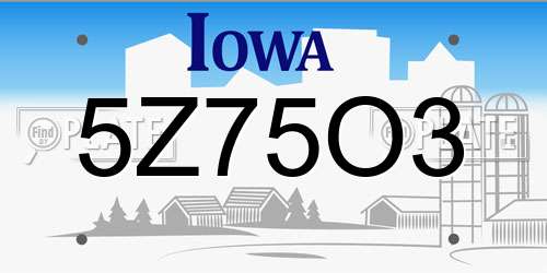 5Z75O3 Iowa License Plate
