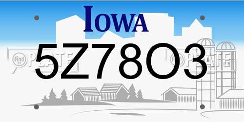5Z78O3 Iowa License Plate