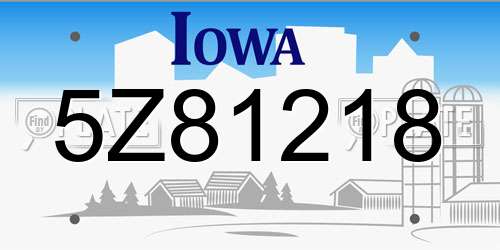 5Z81218 Iowa License Plate
