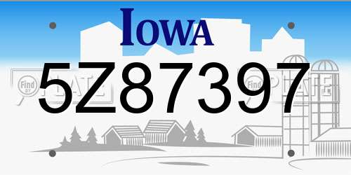 5Z87397 Iowa License Plate