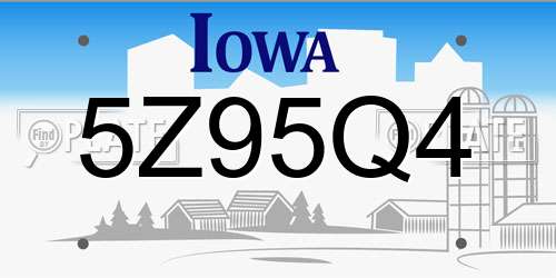 5Z95Q4 Iowa License Plate