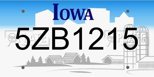 5ZB1215 Iowa License Plate