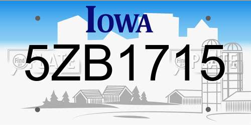 5ZB1715 Iowa License Plate